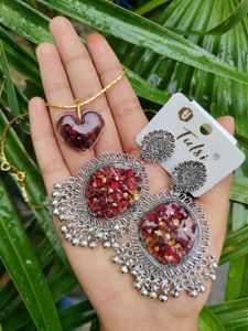 Resin Rose Jhumka