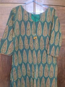 Handblocked Ajrakh Kantha Kurta