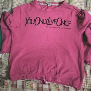 pink Crop Sweatshirt For Women