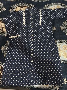 Heart Print Navy Blue Kurti