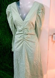 VTG Pistachio Gathered Ruched Dress