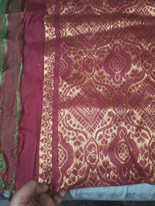 It Is Green Pure Kanjivaram With Big Maroon Silk