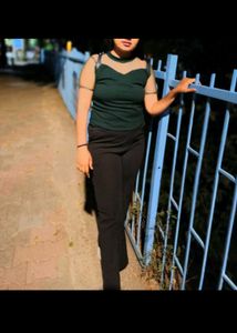 Dark Green Sheer Detail Top