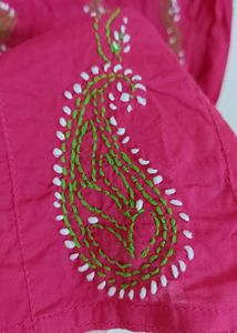 Pink Embroidered Kurta