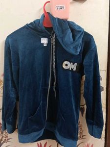 Blue Velvet Zip-Up Hoodie set xs and S 32" to 36"