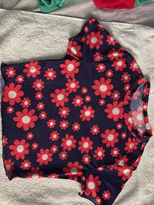 Floral Print Mesh Top