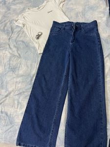 Dark Blue Wideleg Women Jeans