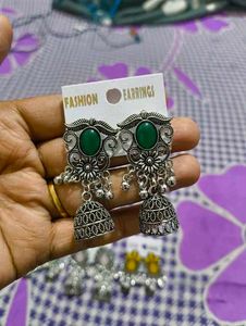 Beautiful oxidise silver jhumkas Earrings (pack 4)
