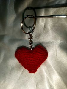 Red Heart Crochet Keychain