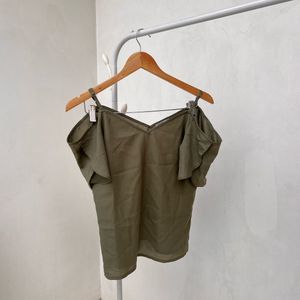Olive Green Cold Shoulder Top