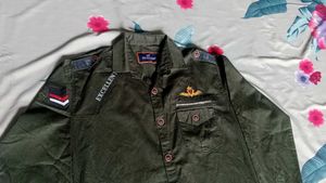 Olive Green Embellished Shirt