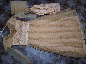 Elegant Gold Anarkali Gown