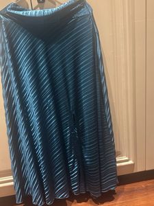 Blue Pleated Shirt And Skirt Set