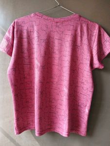 Pink Patterned Casual T-Shirt