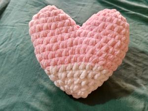 Handmade Pink &amp; White Heart Pillow