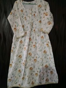 Pure White Cotton Kurta With Pant &amp; Dupatta