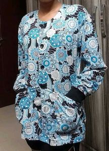 Floral Blue Shirt Women
