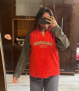 Campus Red &amp; Gray Pullover