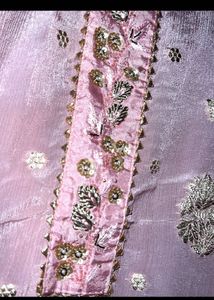 Banarasi pattern pink unstitched suit sets