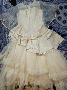 Girls Off-white Flared Gown
