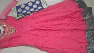 Very pretty Pink gown with silk dupatta