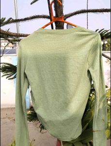Sage Green Ribbed Long Sleeve Top