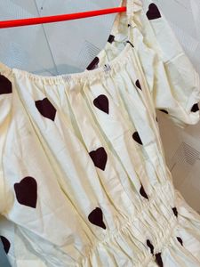 Beautiful Summer Trendy 🤎 Brown Heart Print Dress