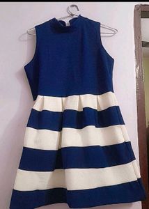 Navy and white striped dress