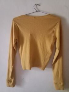 Mustard Yellow Full Sleeves Crop Top