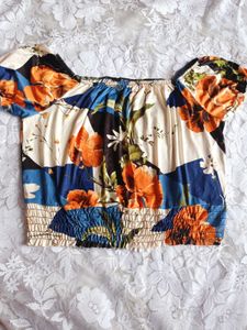 Floral Print Off shoulder Crop Top