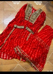 Red Garara Plazo Suit For Nisha