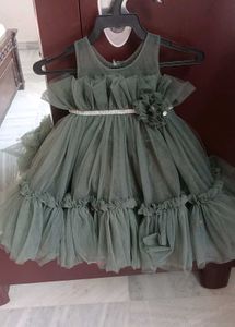Olive Green Tulle Dress