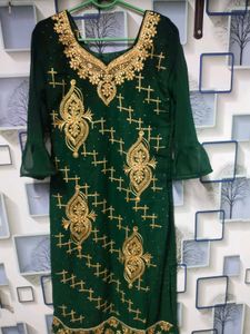 Green Kurti Lahenga Set