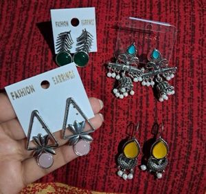 Pack of 4 Multicolor Oxidized Earrings