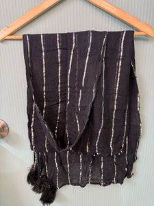 Black Duppata With Pompom For Women