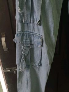 Light Wash Cargo Jeans Baggy Fit