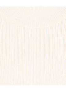 Cream Ribbed Mock Neck Top