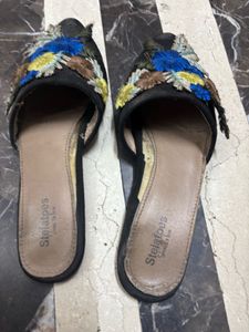 Floral Embroidered Mules