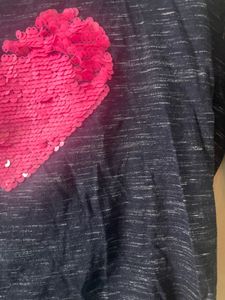 Heart Sequin Long Sleeve Top