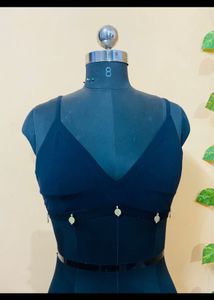 Black Crop Top with Embellishments