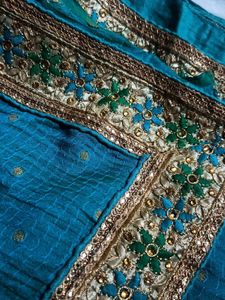 Work Saree - Sea Green