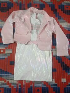 Pink Sparkle Outfit - Blazer, Top, & Skirt