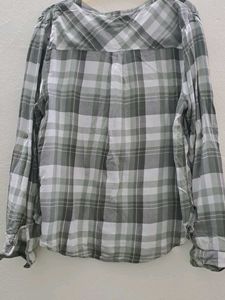 Plaid Grey And Green Striped Shirt StyleTop