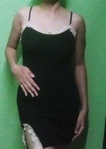 Party wear cami black dress with lace details