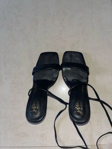 Chic Black Ankle-Tie Heels