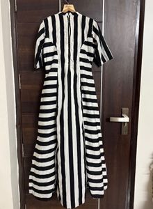 Black &amp; White Striped Maxi Dress