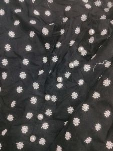 Black Polka Dot Dress with Lace Trim