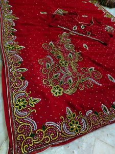 Red ♥️ Beautiful 😻 Daimond Work Saree With Blouse