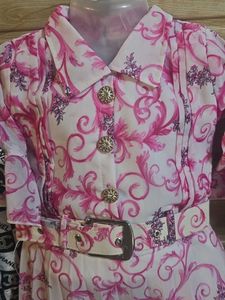 Girls Pink Floral Dress With Legging