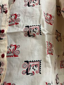 Nayo Woman Cream Printed Pure Cotton Top